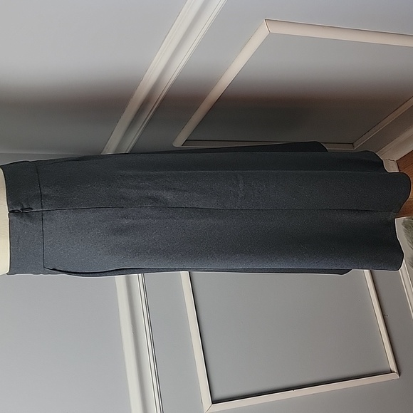 TALBOTS Italian Flannel Charcoal Gray Faux‎ Wrap Preppy Midi Office Wool Skirt - Picture 2 of 8
